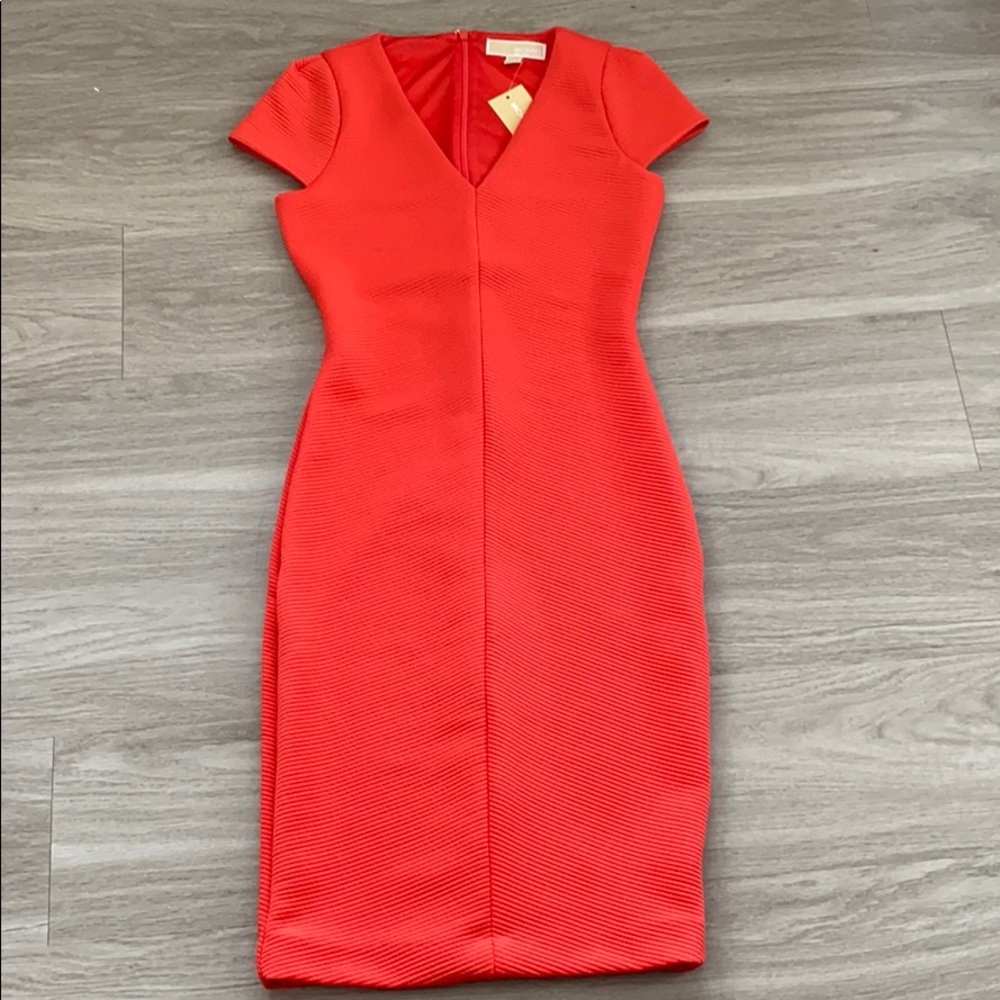 Michael Kors Red-Orange Midi Dress